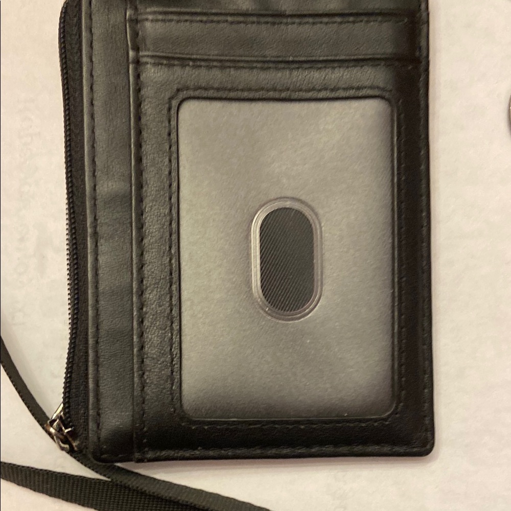 Black Leather ID Holder with Strap - Picture 4 of 5